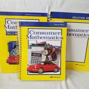 Abeka Consumer Math 2nd Edition Lot - Teacher, Teacher Key with Solutions, Keys
